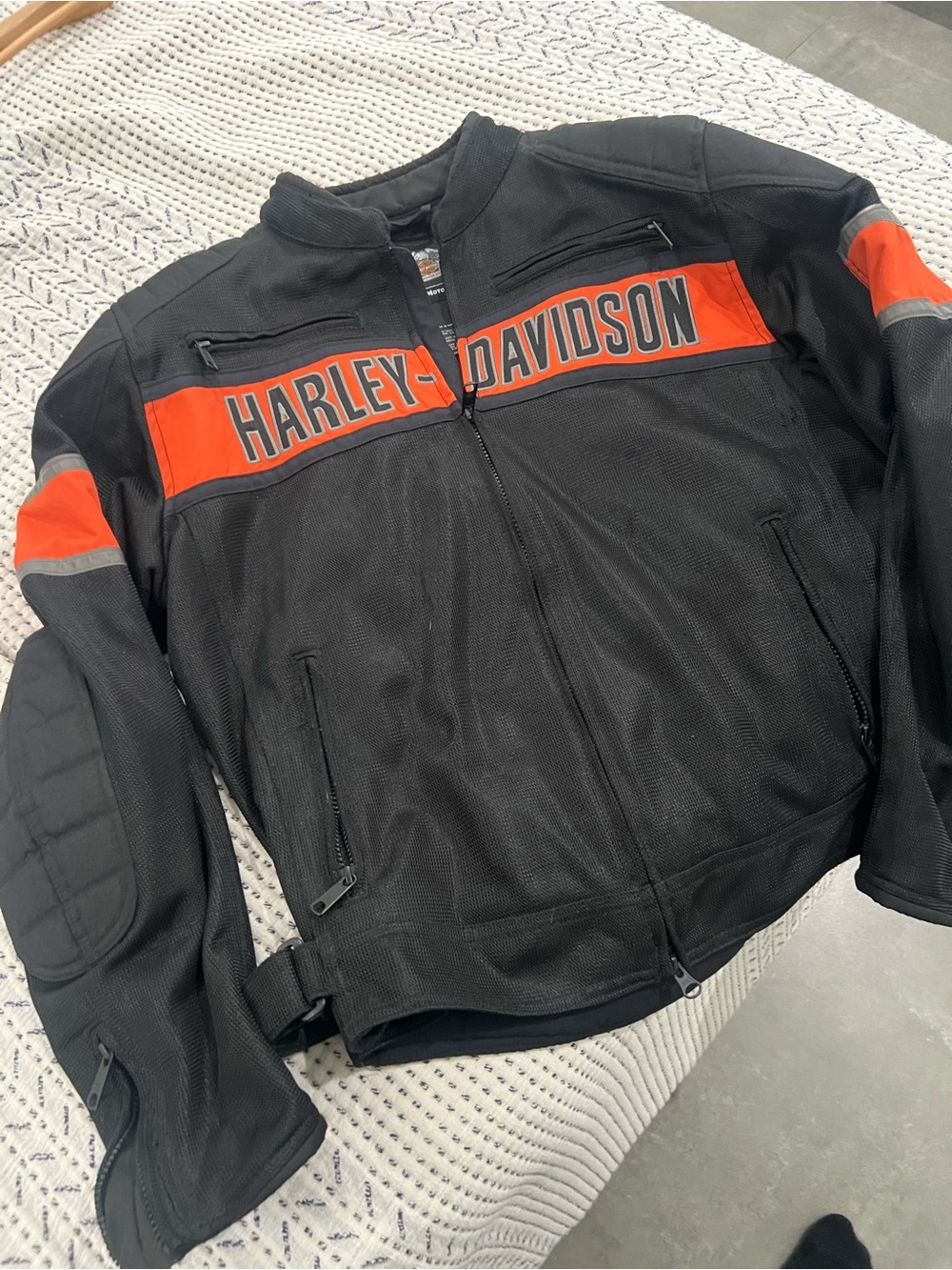 Harley-Davidson Black Jacket with Orange Chest Stripe